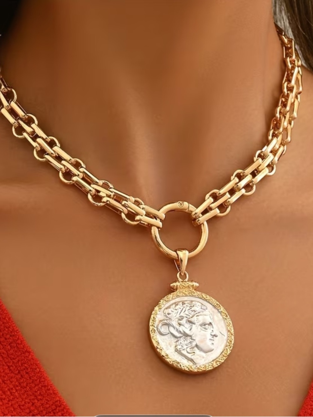 Athena Heritage Coin Necklace Luxury Grecian Medallion Jewelry